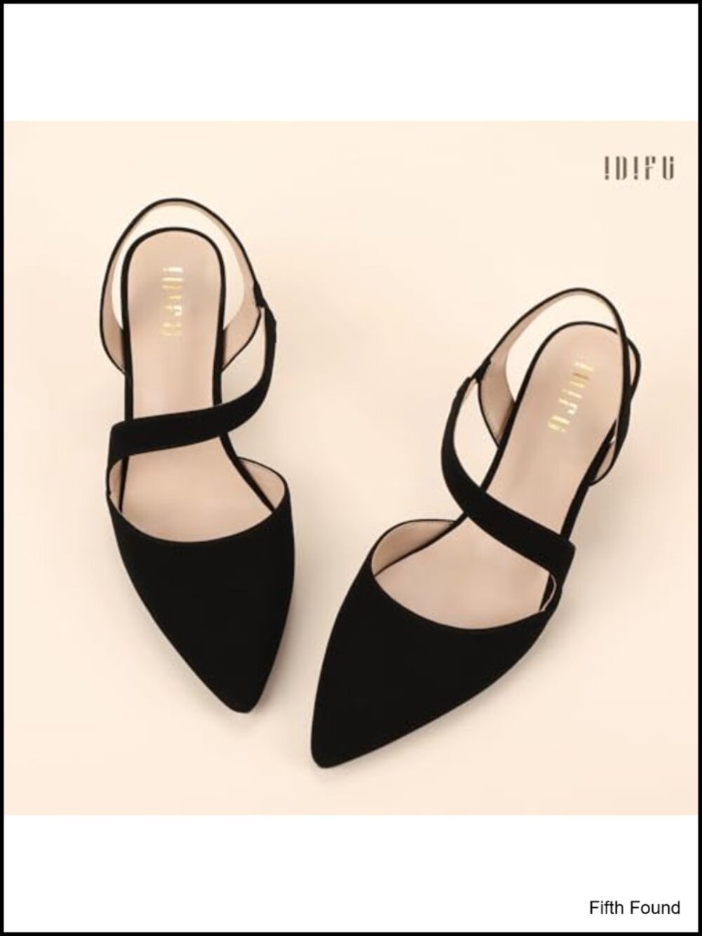 IDIFU Women's Kitten Heels Slingback Pumps Closed Toe Faux Leather Heels - Picture 4 of 6